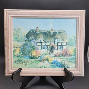 Marty Bell Art Print Little Well Thatch English Cottage Framed LE COA BT1051